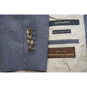 SuitSupply Blue Super 110s Wool 3/2 Roll 2 Pc Suit Jacket Pants Sz 38L